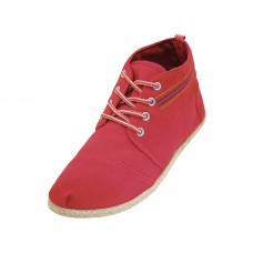 W010001L-R - Wholesale Women's "EasyUSA" Hi-Top Canvas Shoes ( *Red Color )